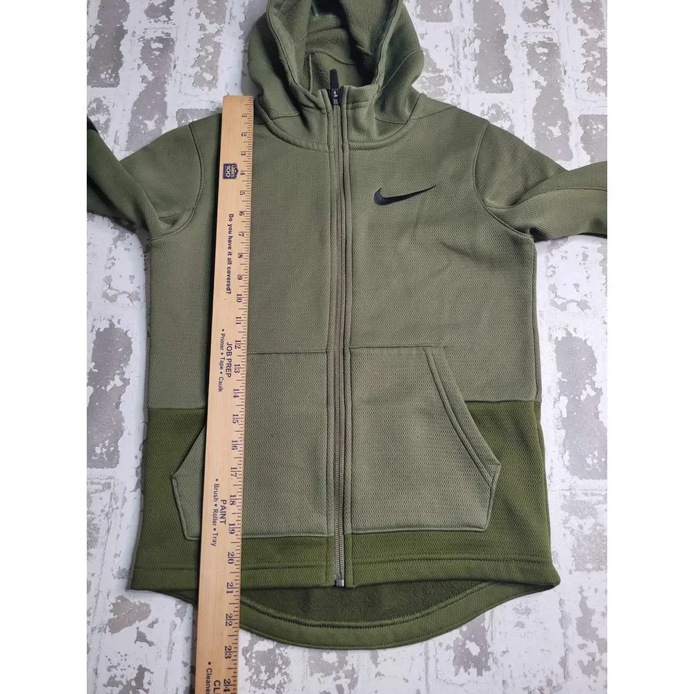 3402 Nike Therma Elite Boy's Green Full Zip Hoodie Medium Winter Cold‎ Weather